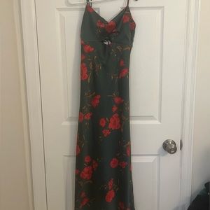 Midi green floral dress